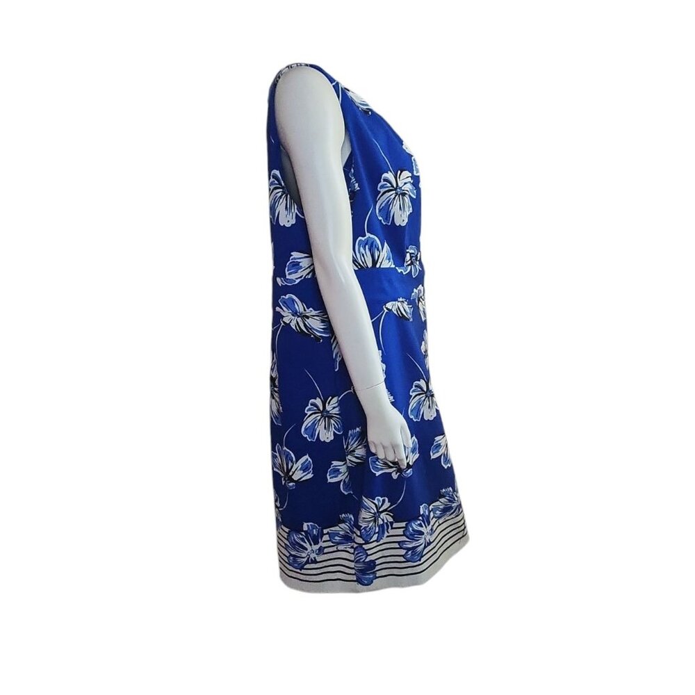 Dressbarn DB Established 1962 Womens Plus Size 18 Blue White Floral Sleeveless - Picture 5 of 9